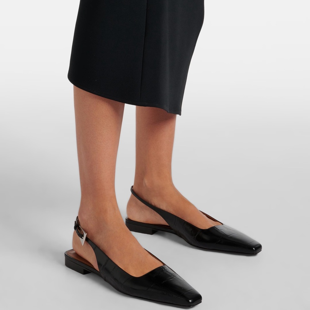 Paris Texas Bettina Croco Slingback Ballerina Flats